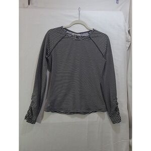 Athleta Gardenia Grove Rash Guard Swim Top Small Style 964894 Black Stripe L-Slv